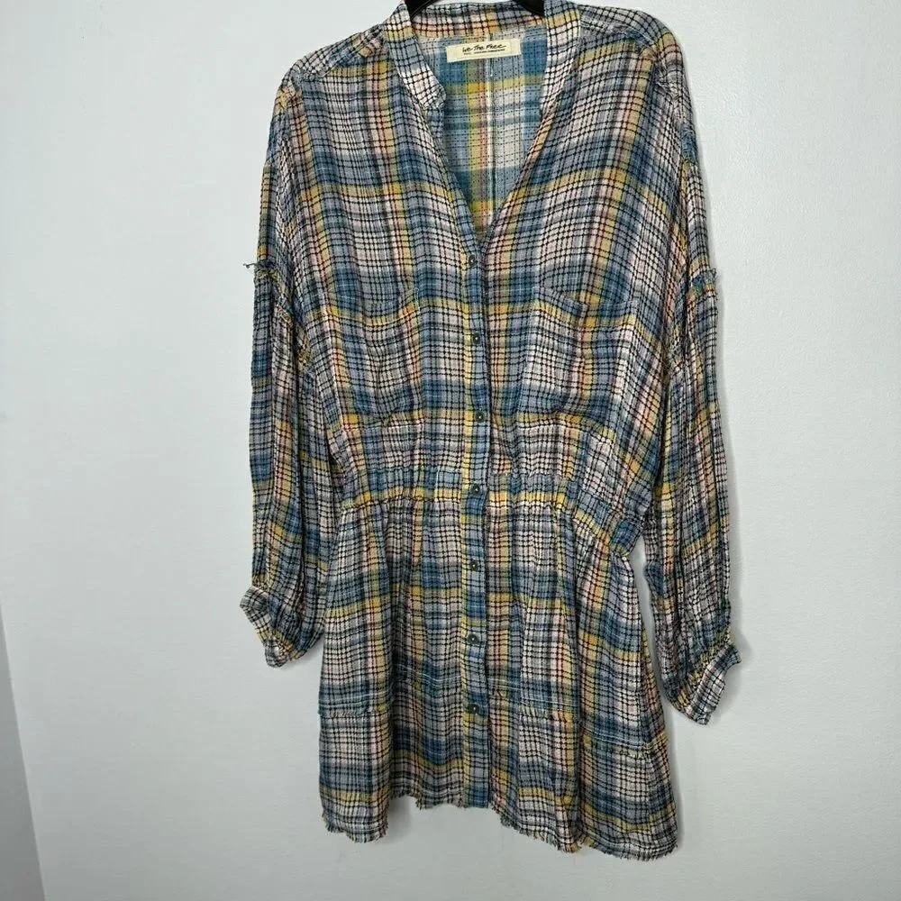 Free People By the Way Plaid Mini Dress size small